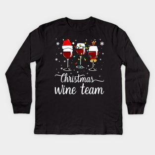 Christmas Wine Team Wine Drinking Gift Funny Holiday Christmas Kids Long Sleeve T-Shirt